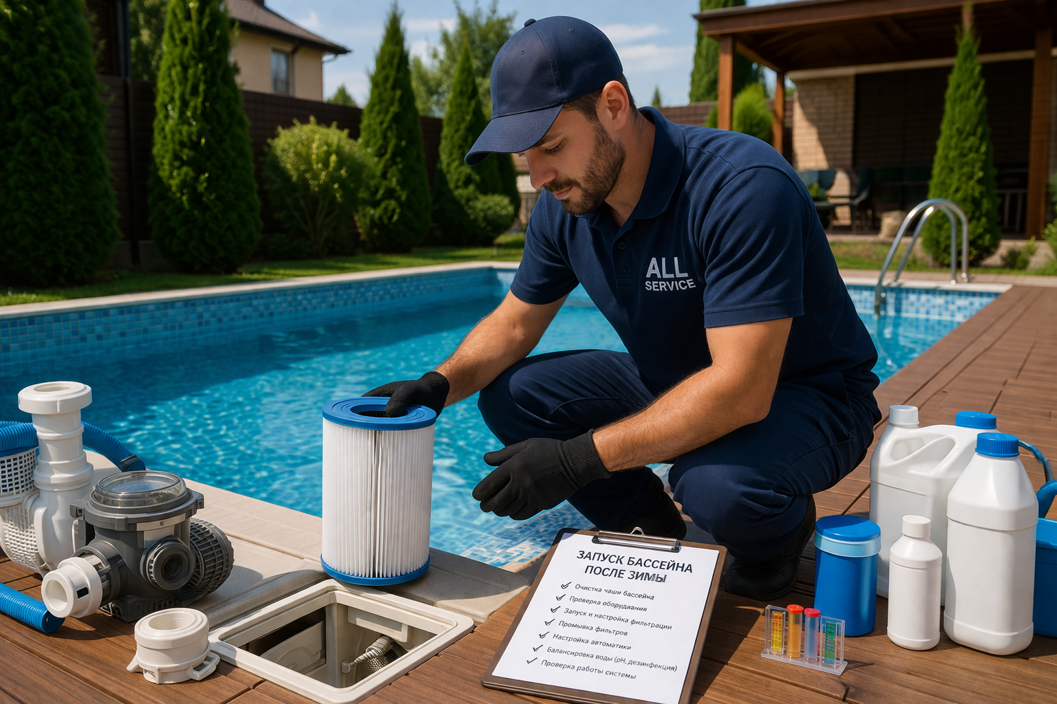 запуск бассейна после зимы в Алматы